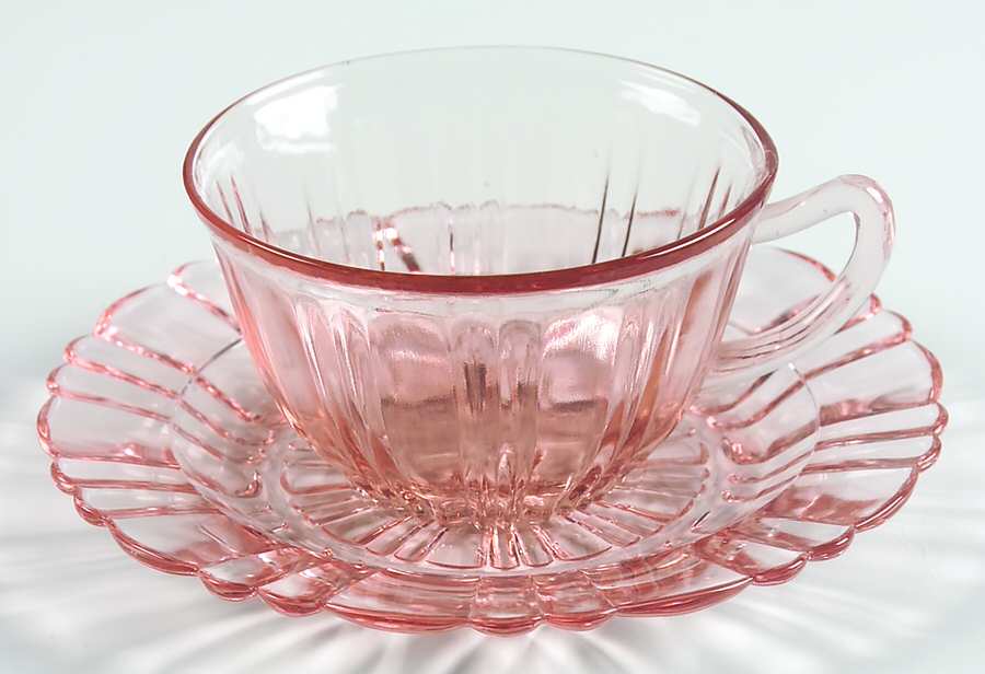 Old Cafe Pink Cup & Saucer Set by Anchor Hocking-1