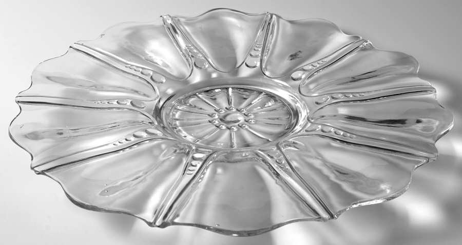 Oyster and Pearl Clear 13" Sandwich Plate by Anchor Hocking-1