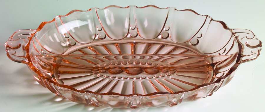 Oyster and Pearl Pink 12" Oval 2 Part Relish by Anchor Hocking-1