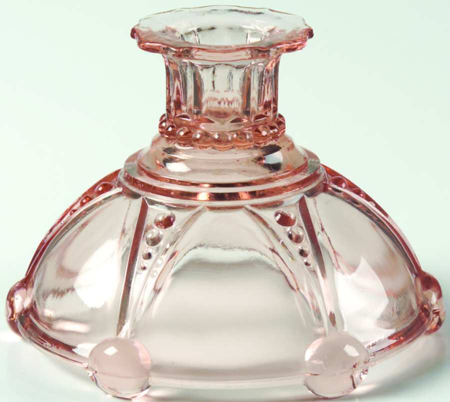 Oyster and Pearl Pink Single Light Candlestick by Anchor Hocking-1