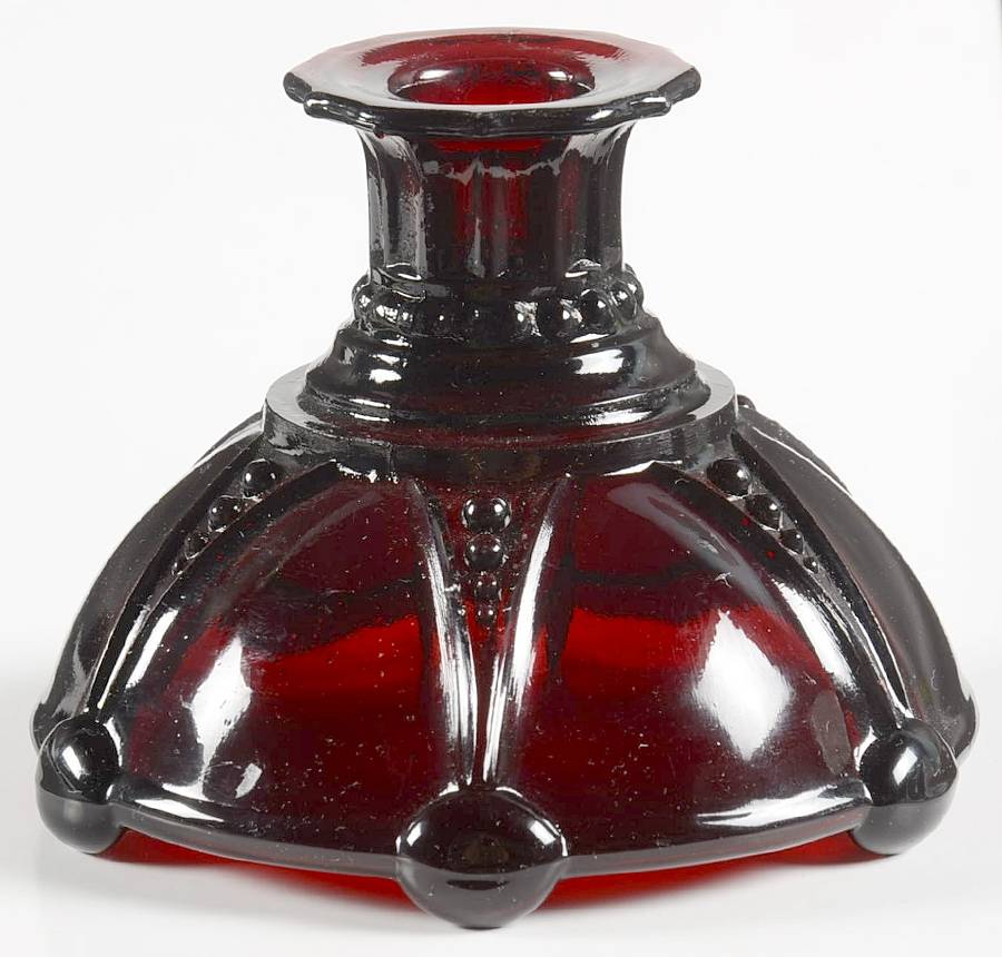 Oyster and Pearl Royal Ruby Single Light Candlestick by Anchor Hocking-1