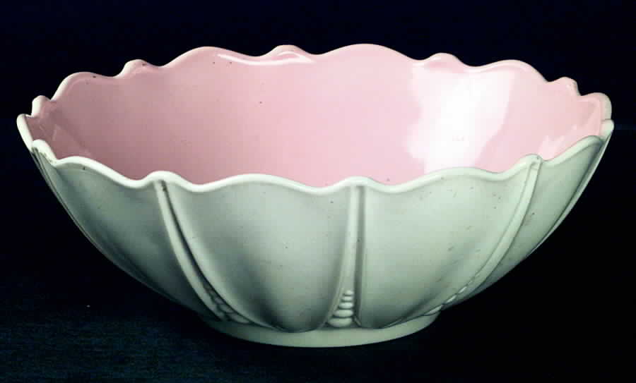 Oyster and Pearl White with Pink 10" Large Fruit Bowl by Anchor Hocking-1