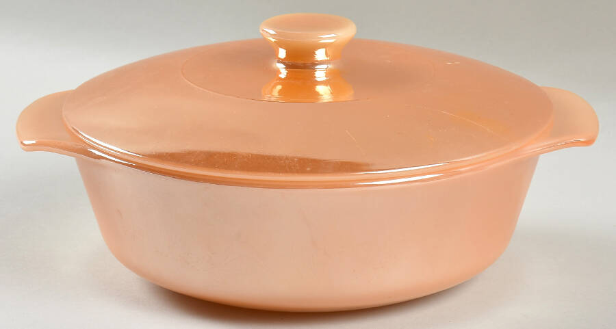 Peach Lustre Laurel 1 Quart Round Covered Casserole by Anchor Hocking-1