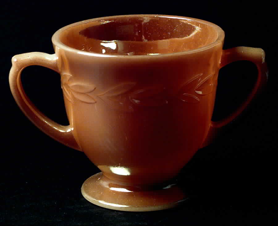 Peach Lustre Laurel Footed Open Sugar by Anchor Hocking-1