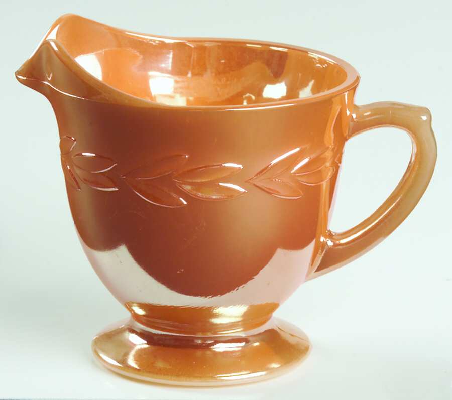 Peach Lustre Laurel Footed Creamer by Anchor Hocking-1