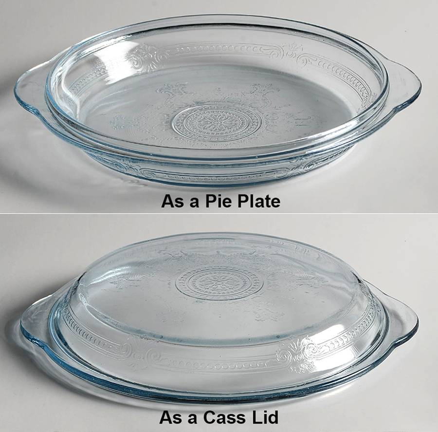 Philbe Sapphire Blue Ovenware 9" Round Handle Pie Plate, Casserole Lid by Anchor Hocking-1