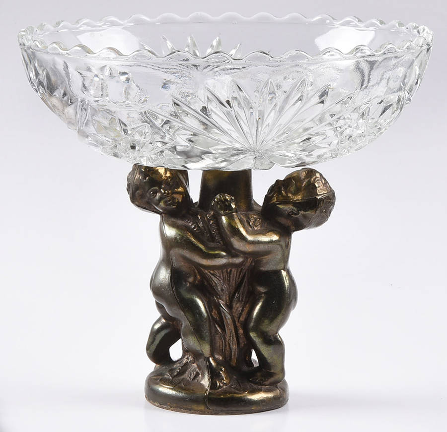 Prescut Clear Compote w/Metal Base (H x W) by Anchor Hocking-1