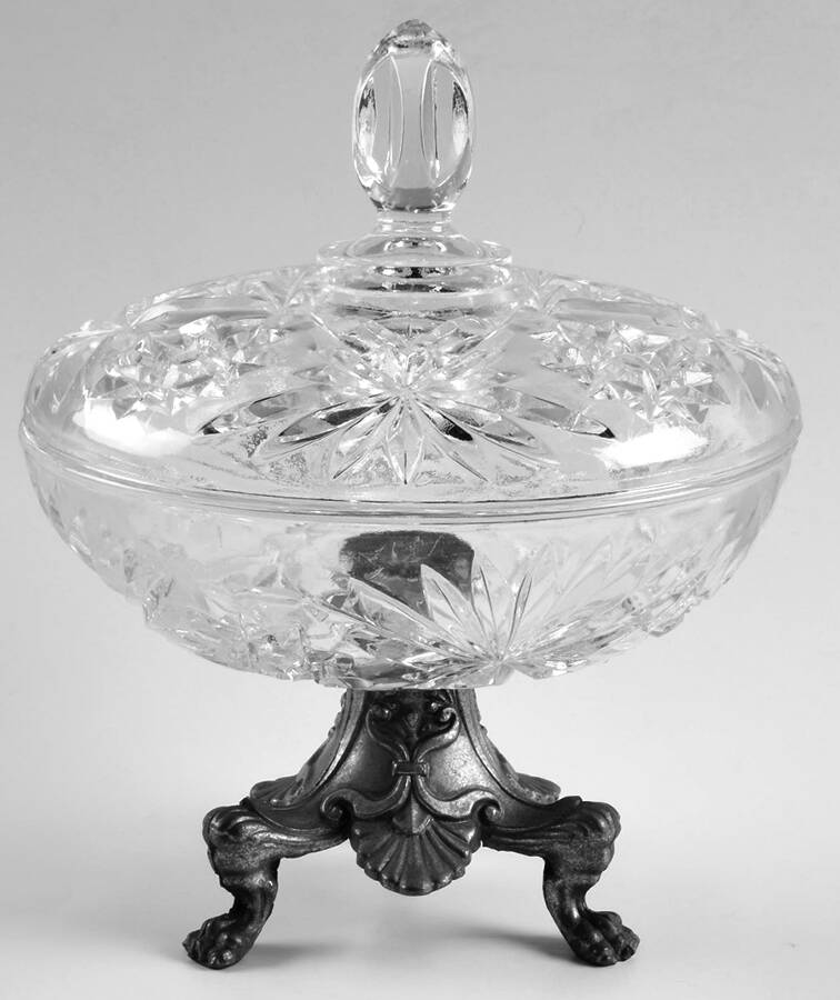 Prescut Clear Footed Candy Box with Lid by Anchor Hocking-1