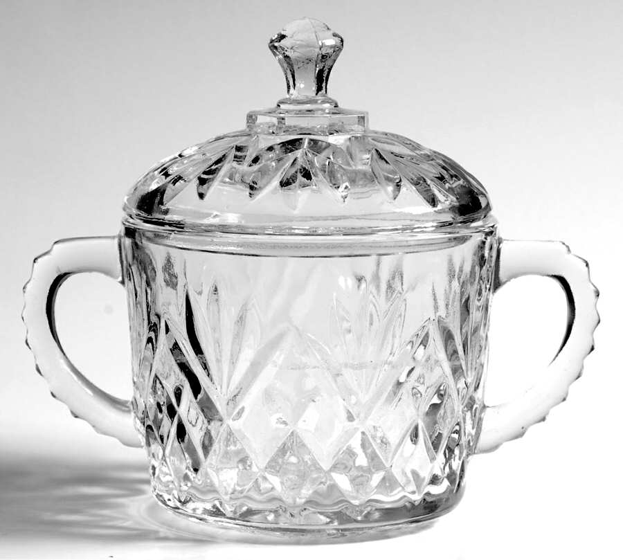 Prescut Clear Flat Sugar Bowl & Lid by Anchor Hocking-1