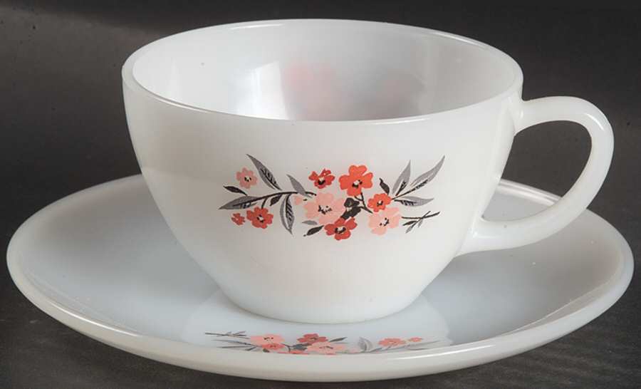 Primrose (Fire King) Cup & Saucer Set by Anchor Hocking-1