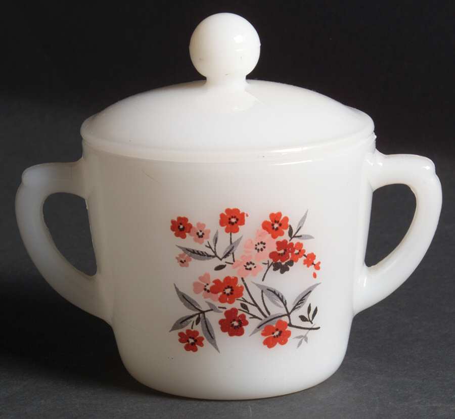 Primrose (Fire King) Sugar Bowl & Lid by Anchor Hocking-1