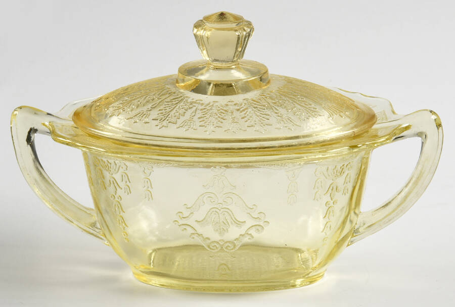 Princess Apricot Sugar Bowl & Lid by Anchor Hocking-1
