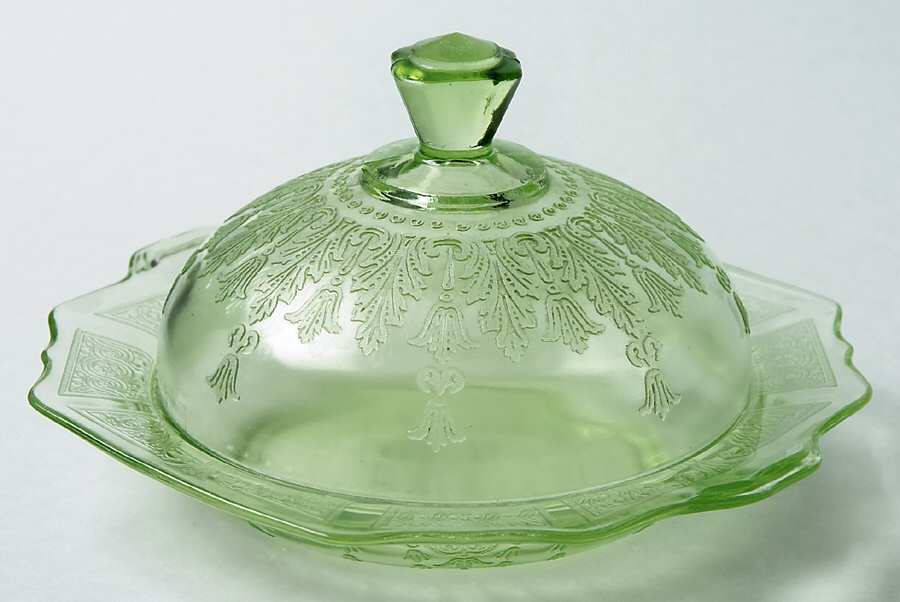 Princess Green Round Covered Butter by Anchor Hocking-1