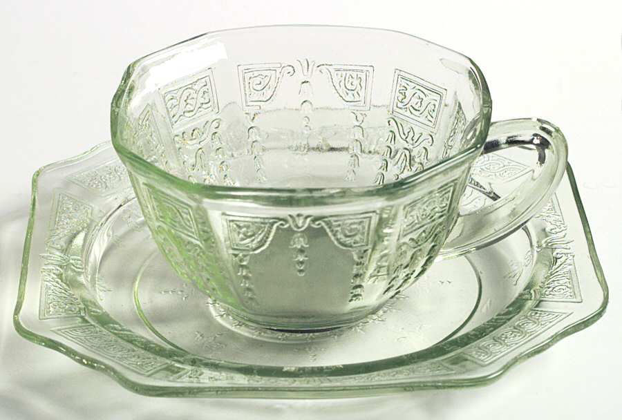 Princess Green Cup and Saucer, No Ring Bread & Butter Plate by Anchor Hocking-1