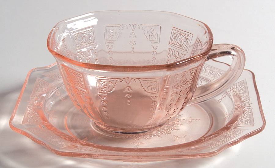 Princess Pink Cup and Saucer, No Ring Bread & Butter Plate by Anchor Hocking-1