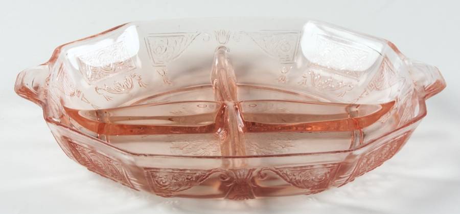 Princess Pink 8" Octagonal 4 Part Relish by Anchor Hocking-1