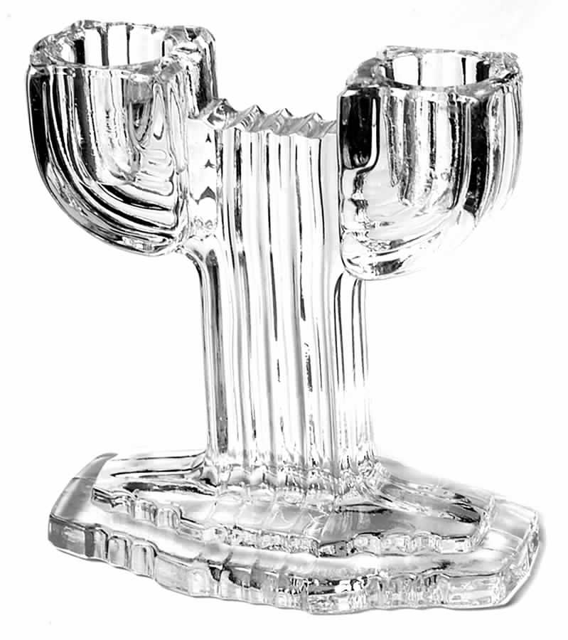 Queen Mary Clear Double Light Candlestick by Anchor Hocking-1