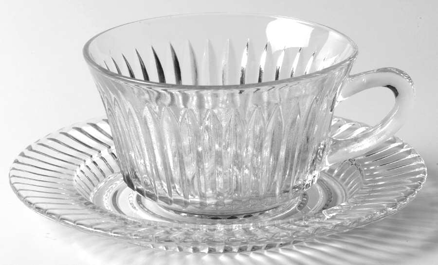 Queen Mary Clear Cup and Saucer Set by Anchor Hocking-1