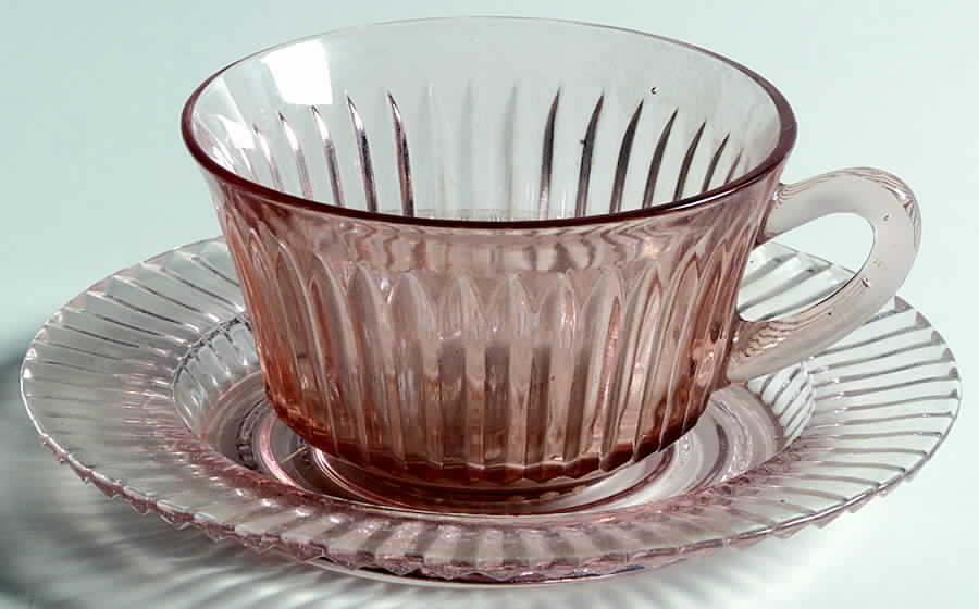 Queen Mary Pink Cup & Saucer Set by Anchor Hocking-1