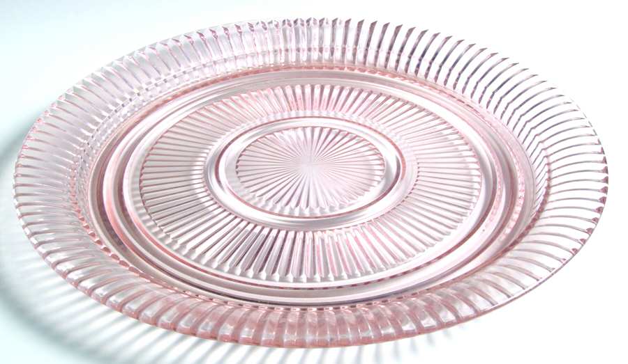 Queen Mary Pink 12" Sandwich Plate by Anchor Hocking-1