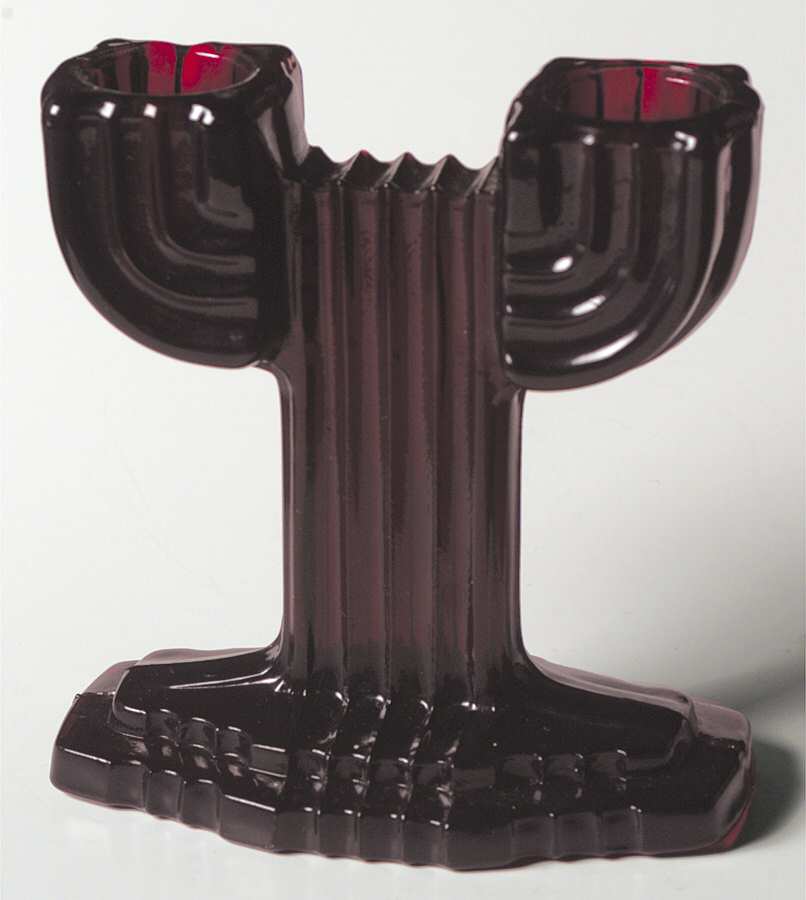 Queen Mary Ruby Double Light Candlestick by Anchor Hocking-1