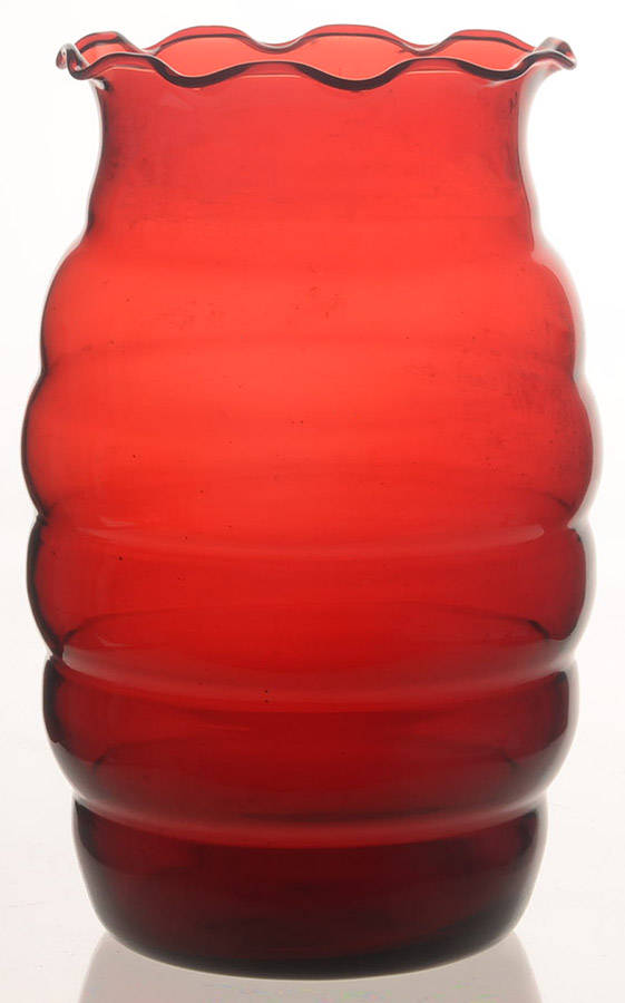 Royal Ruby 7" Crimped Vase by Anchor Hocking-1