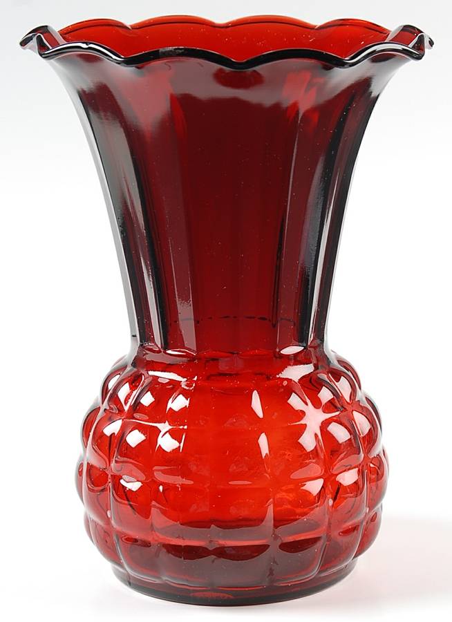 Royal Ruby 8" Crimped Flared Vase by Anchor Hocking-1