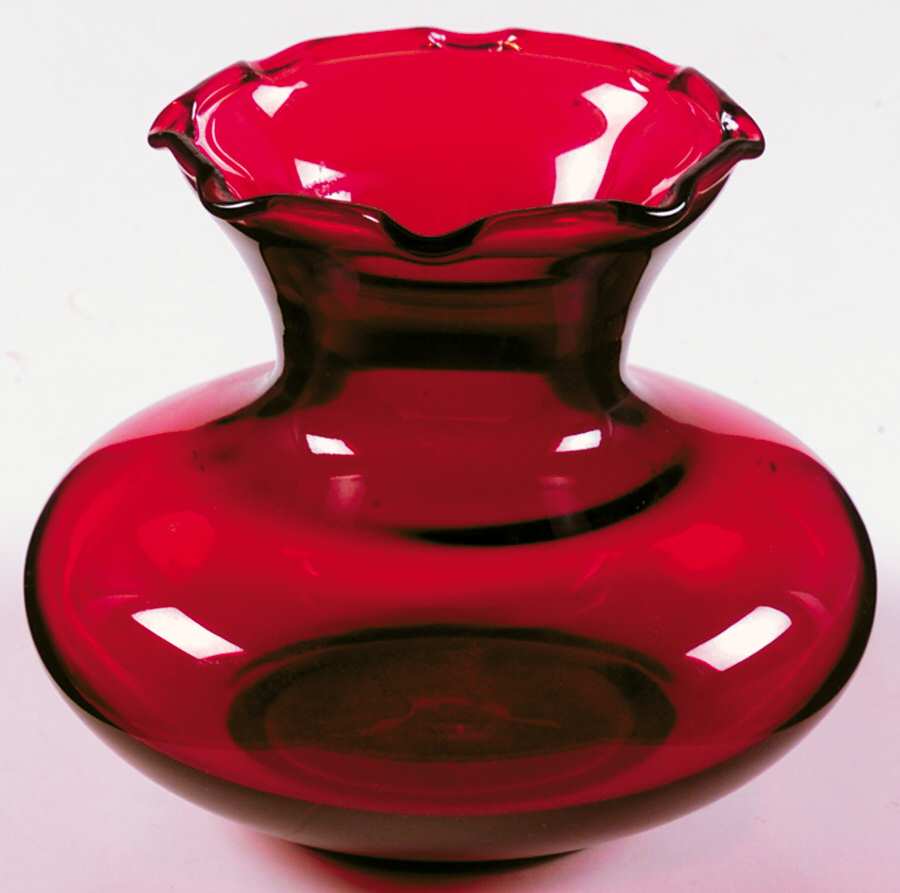 Royal Ruby Crimped Bud Vase by Anchor Hocking-1