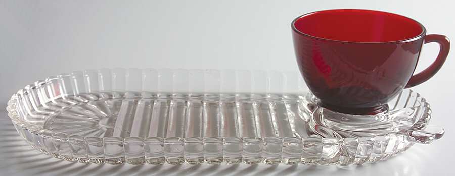 Royal Ruby Snack Set-Plate and Regular Punch Cup by Anchor Hocking-1