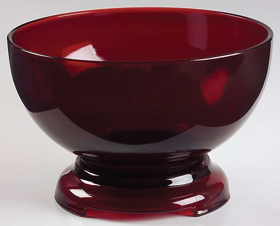 Royal Ruby Royal Ruby Punch Bowl with Stand by Anchor Hocking-1