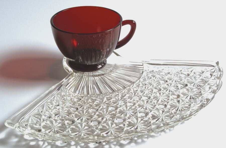 Royal Ruby Snack Set-Plate and Regular Punch Cup by Anchor Hocking-1