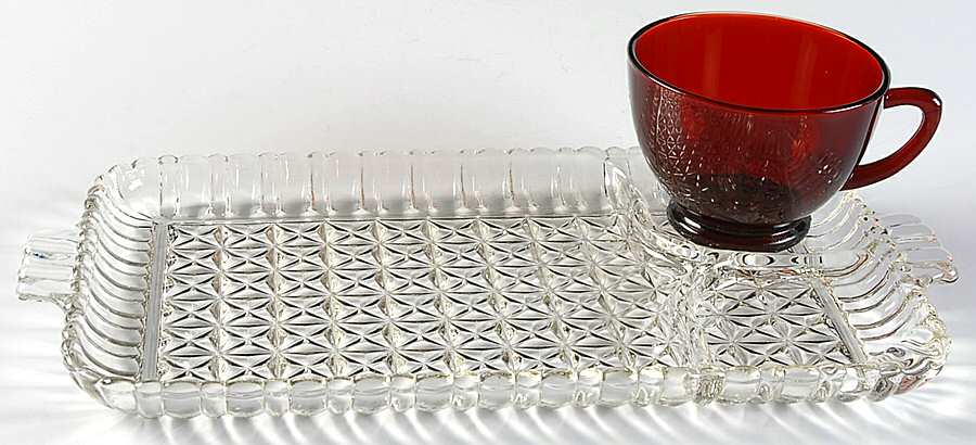 Royal Ruby Snack Set-Plate and Regular Punch Cup by Anchor Hocking-1