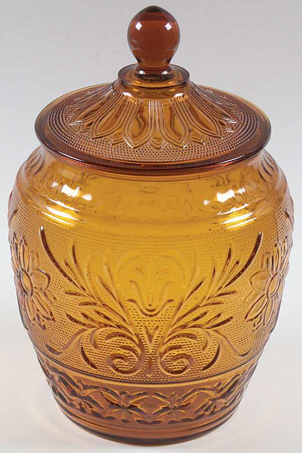 Sandwich Desert Gold Cookie Jar & Lid by Anchor Hocking-1