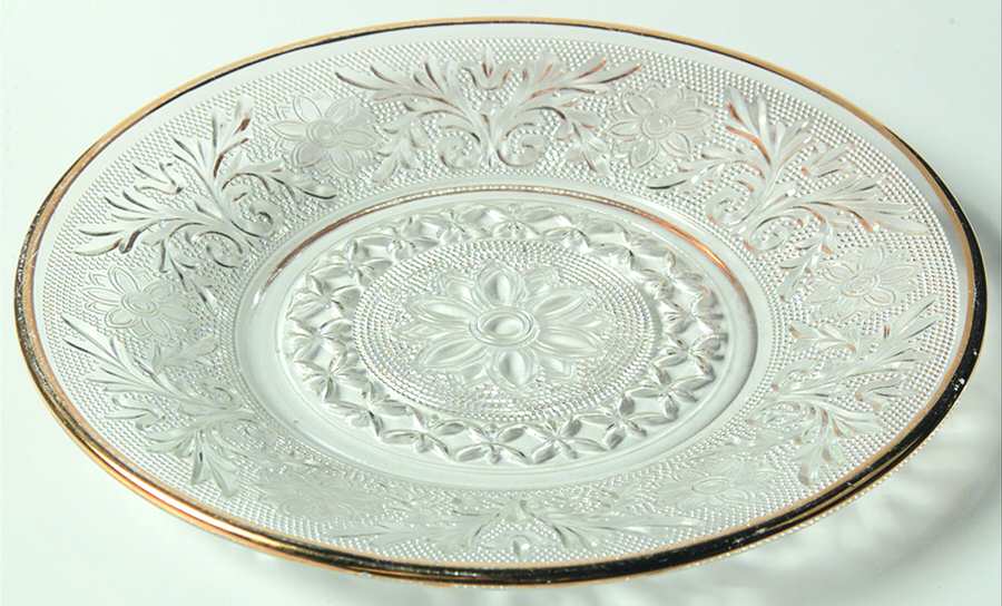 Sandwich Clear (Gold Trim) Dessert Plate by Anchor Hocking-1