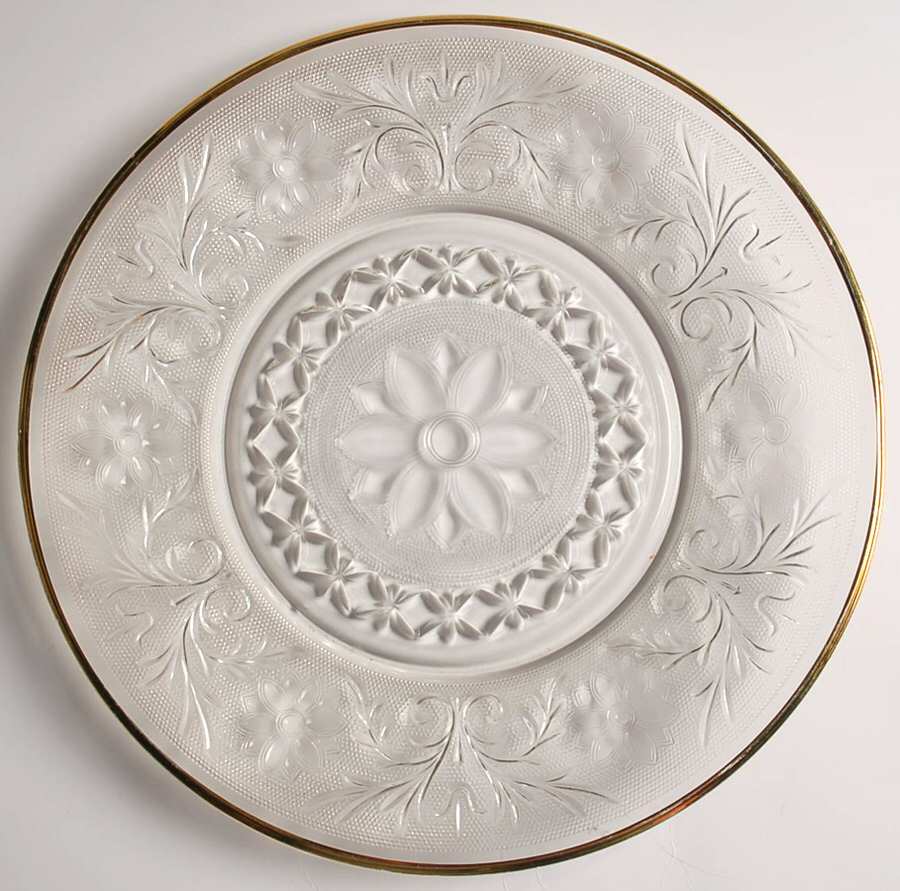 Sandwich Clear (Gold Trim) Sandwich Plate by Anchor Hocking-1