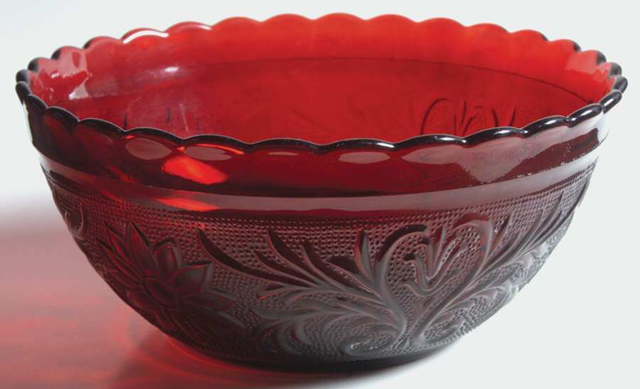 Sandwich Ruby 8" Scalloped Bowl by Anchor Hocking-1