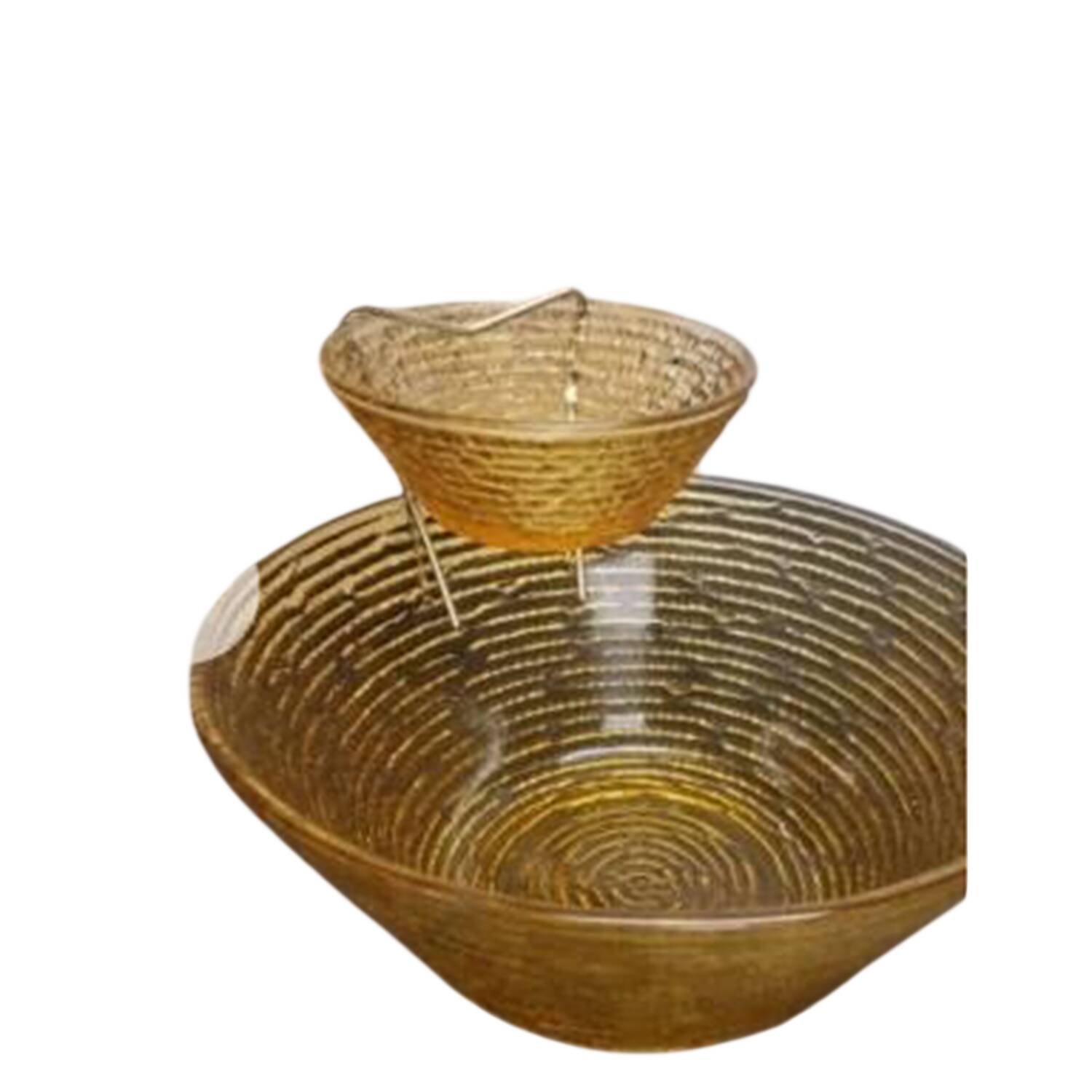 Soreno Gold 11" Chip & Dip Set with Metal Holder by Anchor Hocking-1