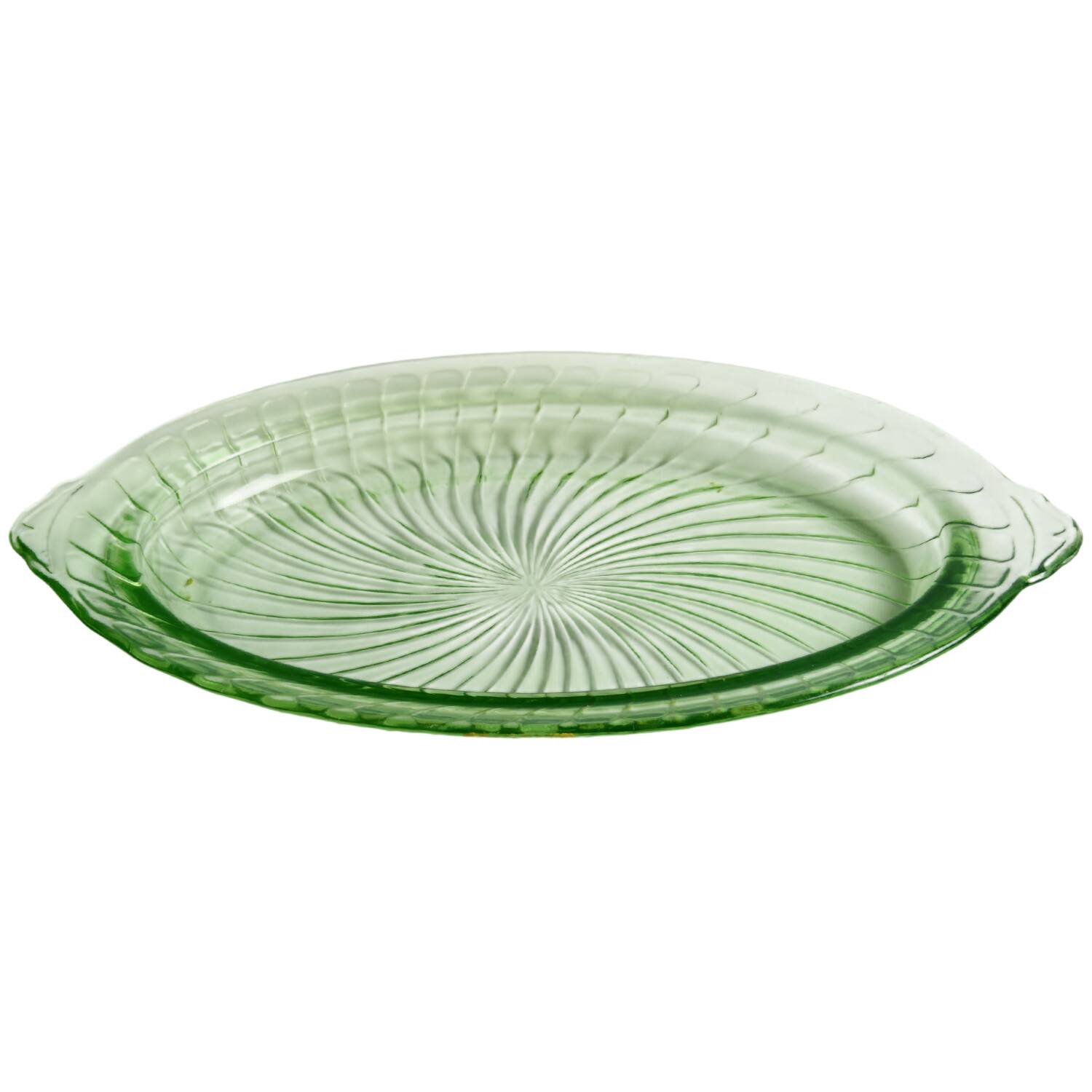Spiral Green 12" Oval Platter by Anchor Hocking-1