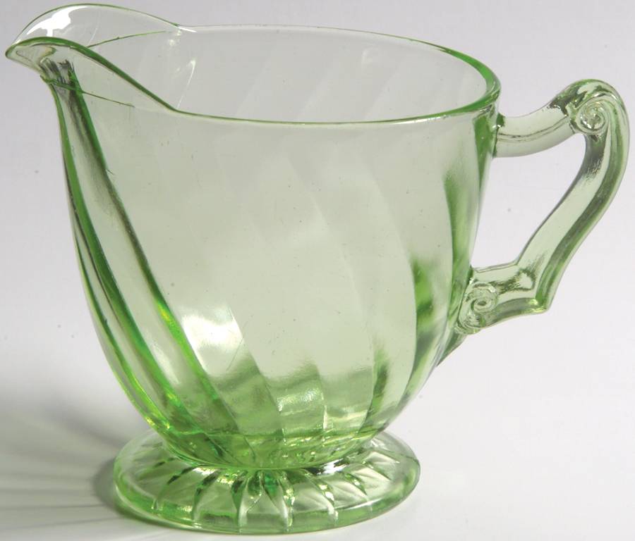 Spiral Green Footed Creamer by Anchor Hocking-1