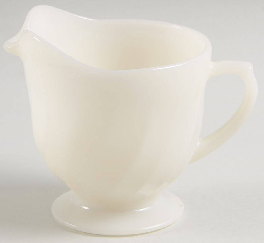 Swirl Anchor White (Smooth Edge) Footed Creamer by Anchor Hocking-1