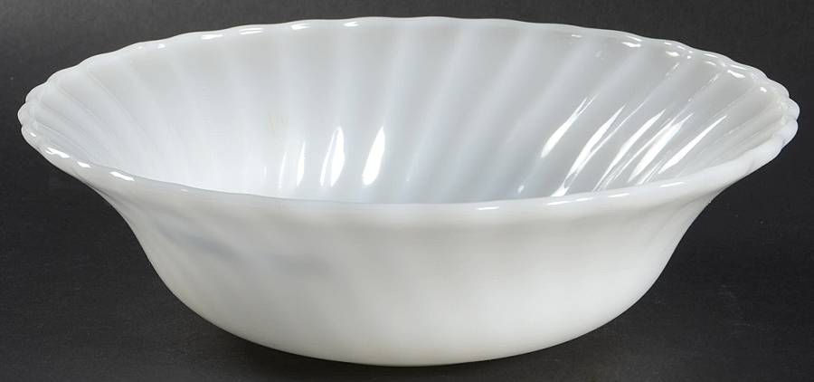 Swirl Anchor White (Smooth Edge) 8" Round Vegetable Bowl by Anchor Hocking-1