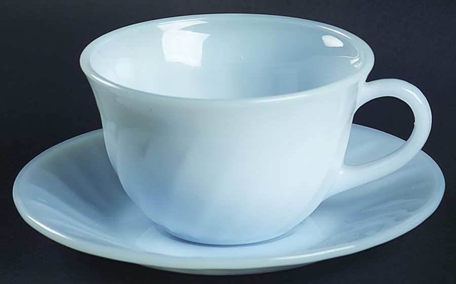 Swirl Azur Ite Cup & Saucer Set by Anchor Hocking-1