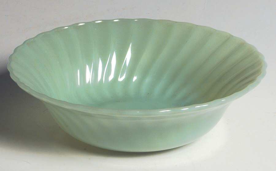 Swirl Jade Ite Shell 8" Round Vegetable Bowl by Anchor Hocking-1