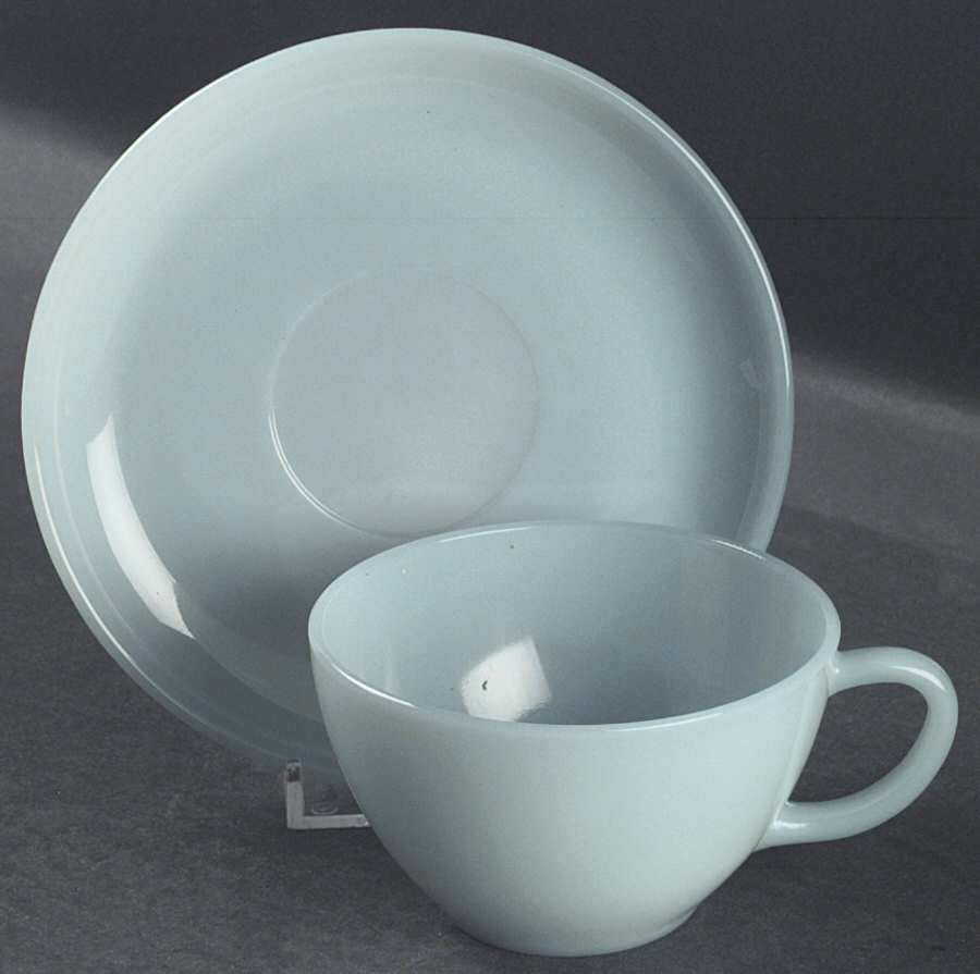 Turquoise Blue Cup & Saucer Set by Anchor Hocking-1