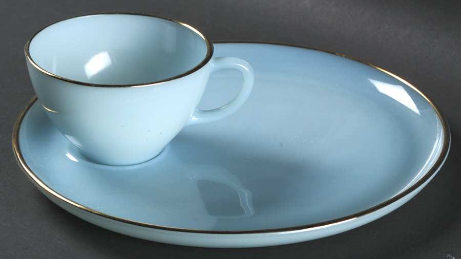 Turquoise Blue Snack Plate & Cup Set by Anchor Hocking-1