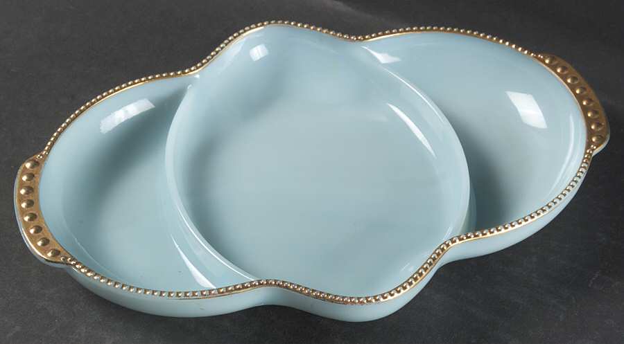 Turquoise Blue 11" Oblong 3 Part Relish by Anchor Hocking-1