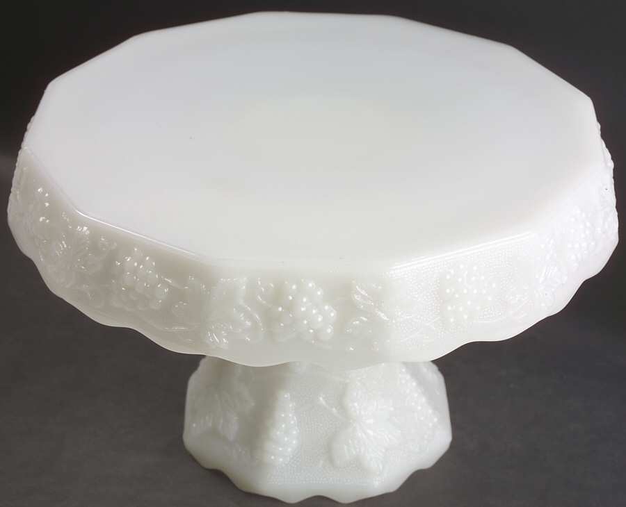 Vintage Milk Glass Round Cake Stand by Anchor Hocking-1