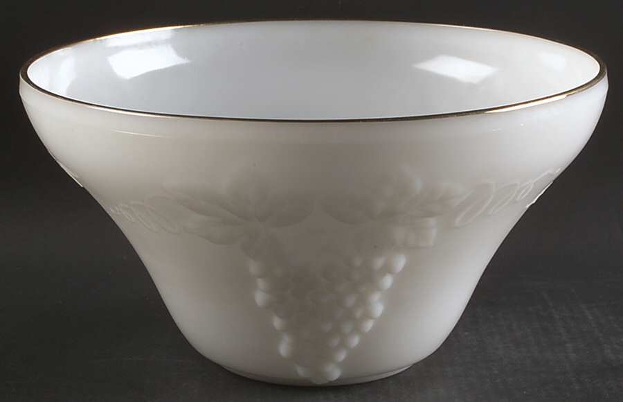 Vintage Milk Glass Punch Bowl by Anchor Hocking-1
