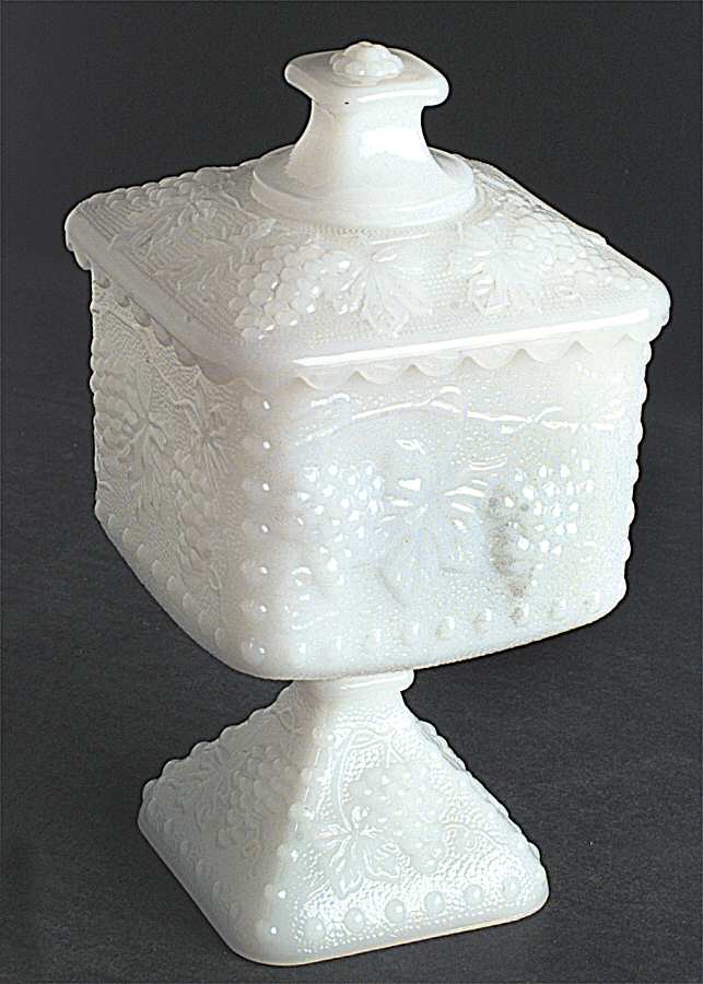 Vintage Milk Glass Wedding Bowl with Lid by Anchor Hocking-1