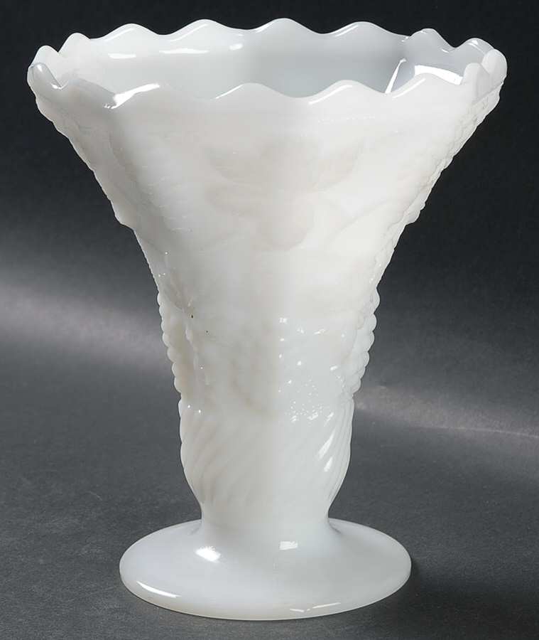 Vintage Milk Glass 6" Footed Flared Vase by Anchor Hocking-1